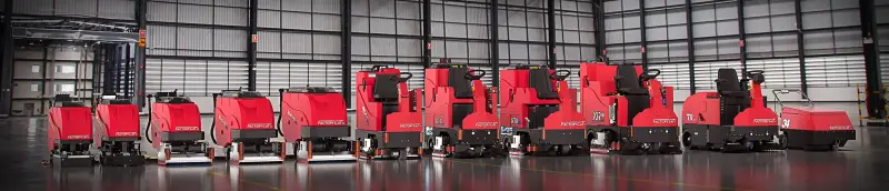 The Factory Cat line of floor scrubbers and sweepers